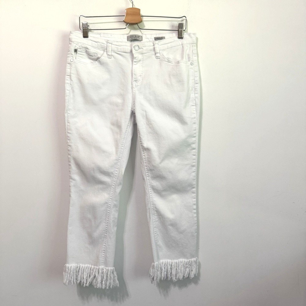 Judy Blue Jeans 13/31 White Cropped Fringe Hem Stretch Denim JB8447 Summer Party